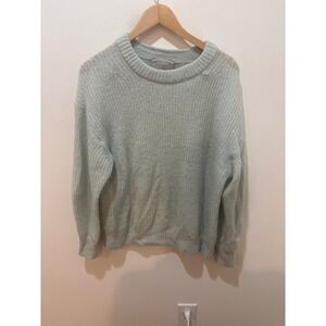 Everlane‎ Alpaca Crewneck Sweater Light Blue Seafoam Ribbed Knit Pullover Medium